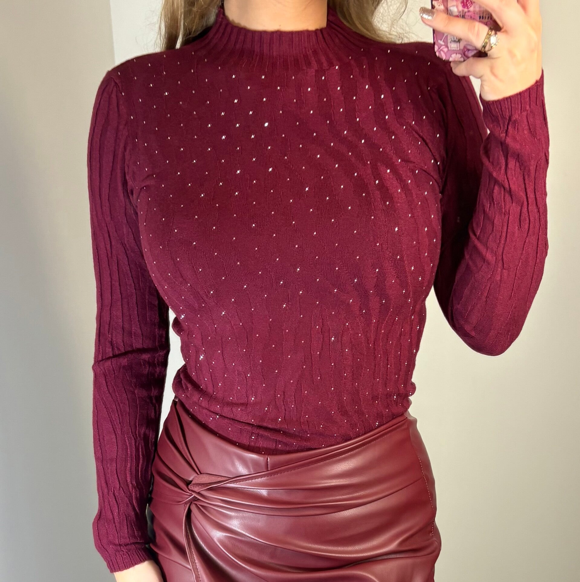 Kol trui rood glitter