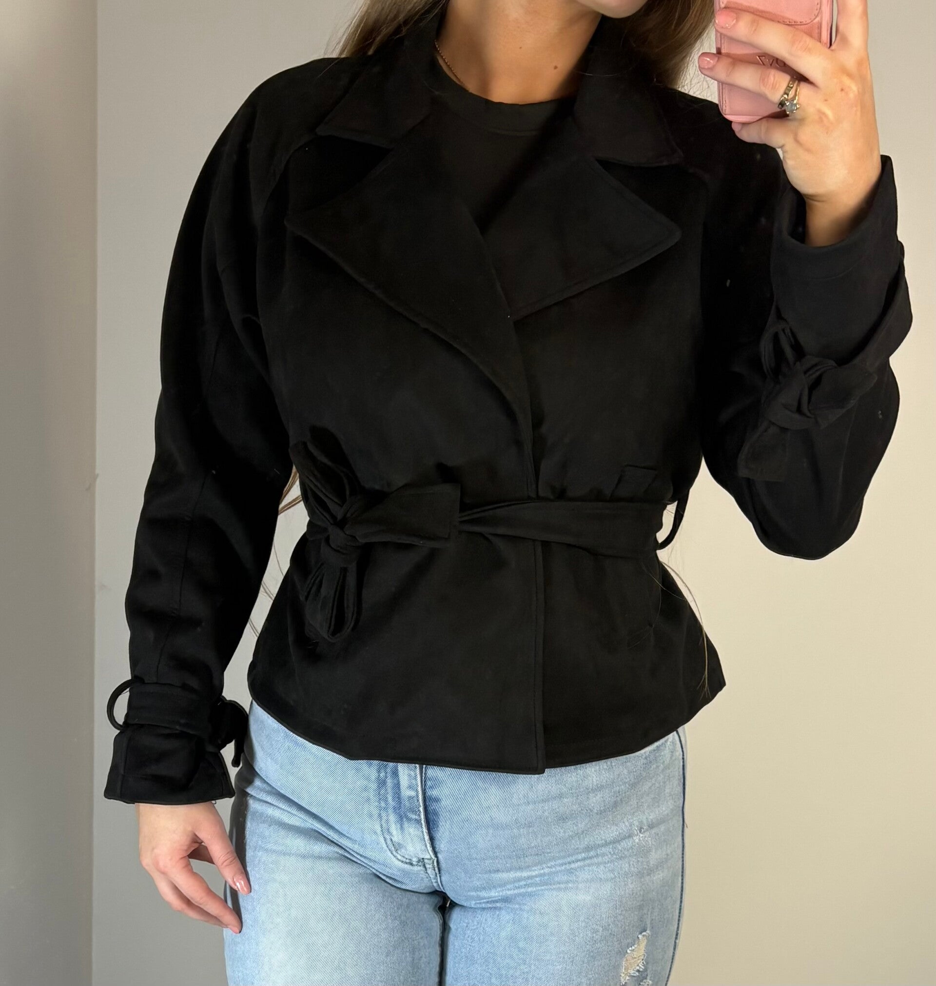 Trench coat zwart kort