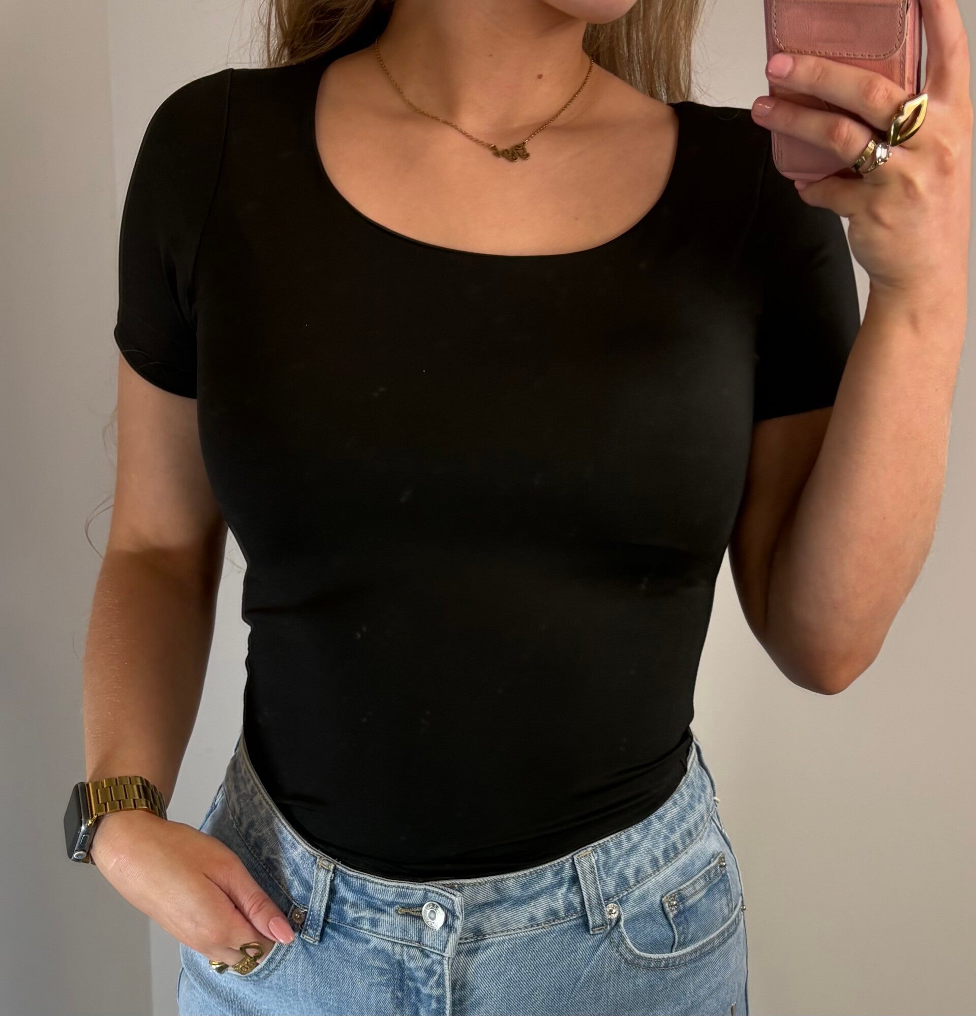 Top basic ronde hals zwart