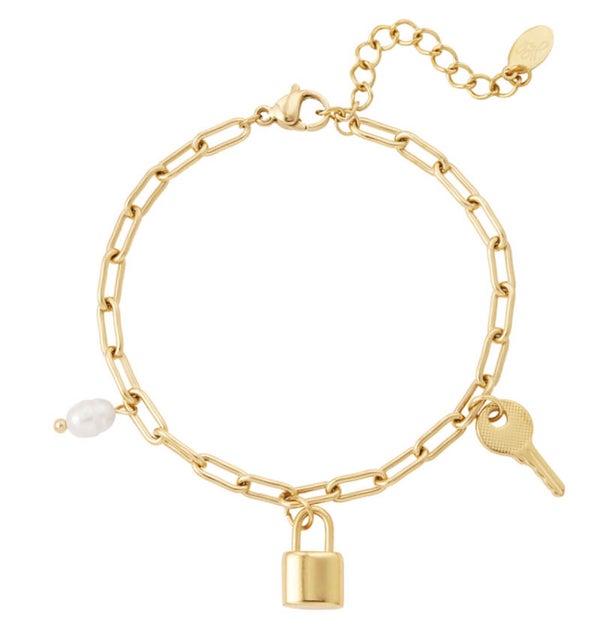 Armband bedels en parel goud