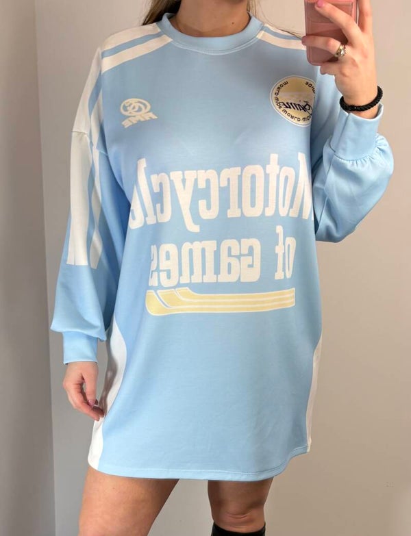 Jurk cross lichtblauw