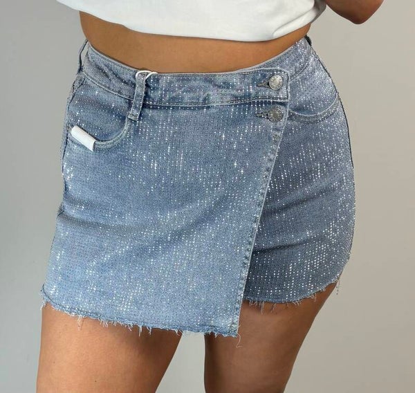 Skort blauw diamandjes hello miss