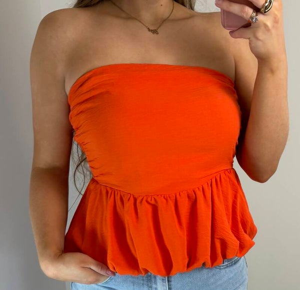 Top strapless oranje