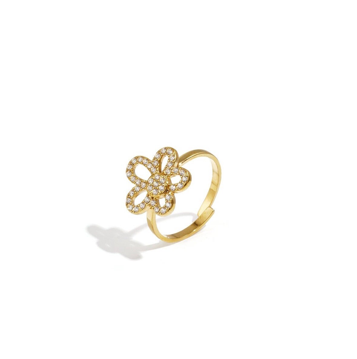 Ring bloem diamandjes