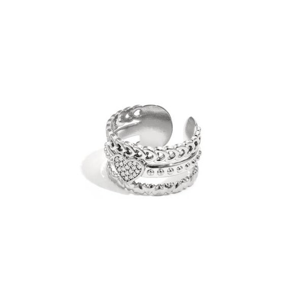 Ring statement hart zilver
