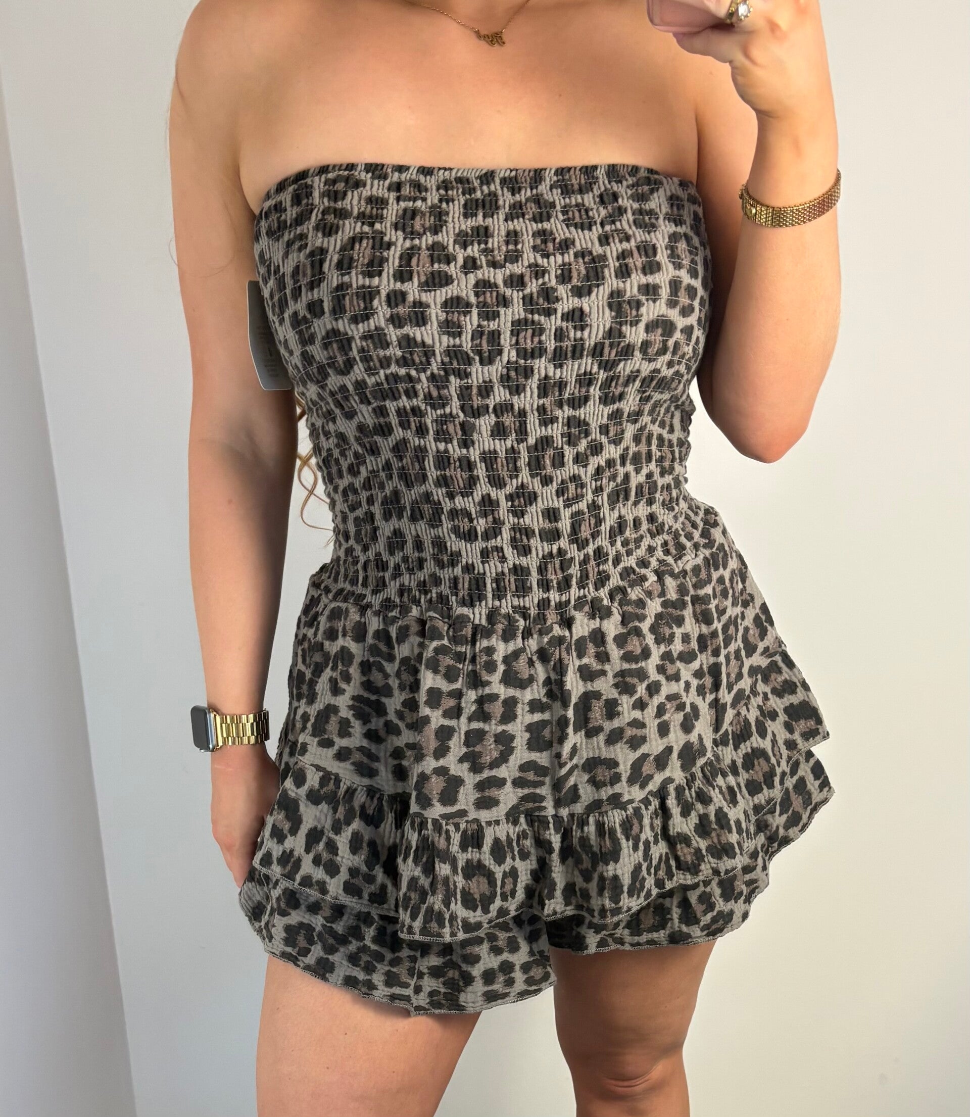 Playsuit panterprint strapless