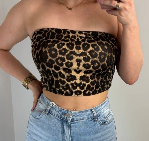 Top strapless panterprint by swan