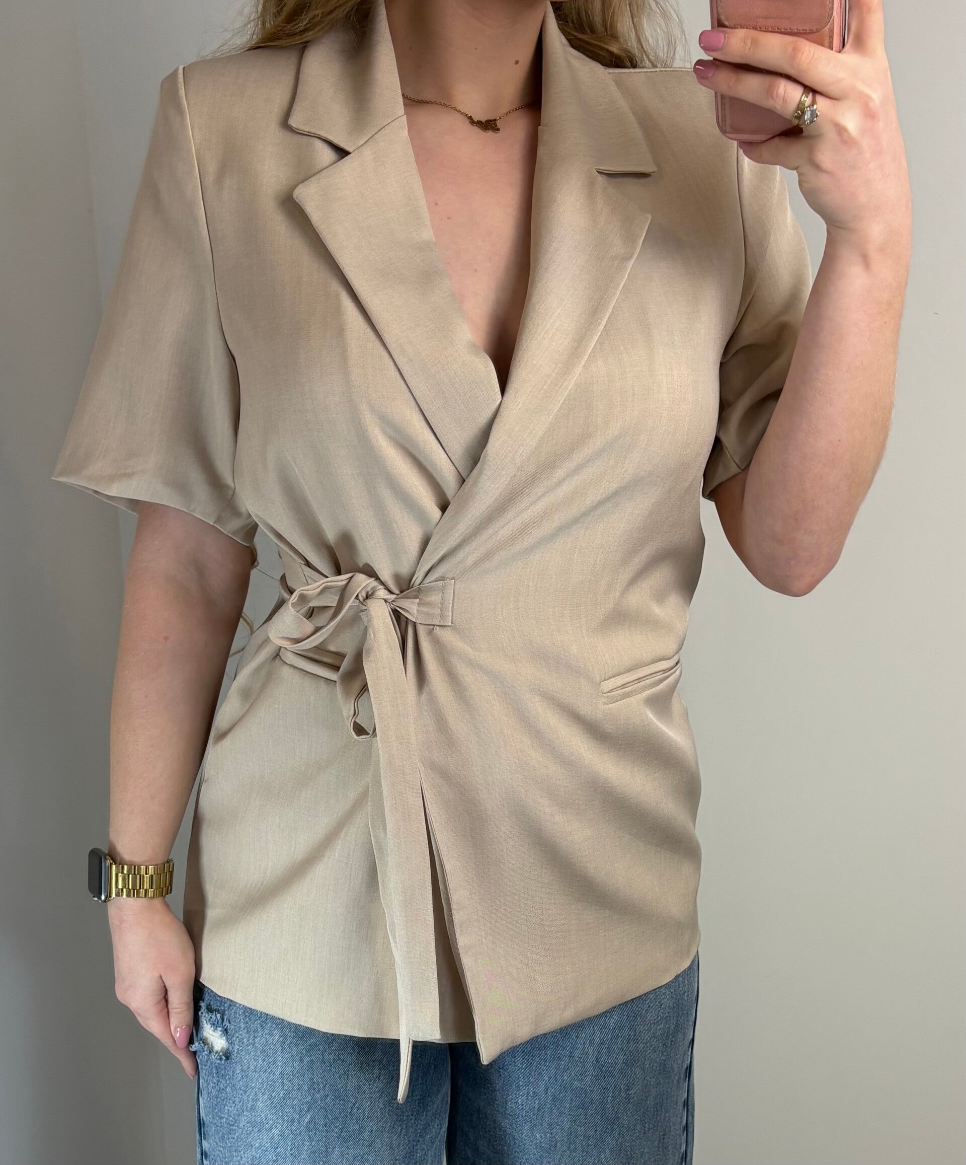 Blazer short sleeve beige