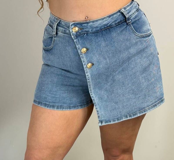 Skort jeans gouden knopen