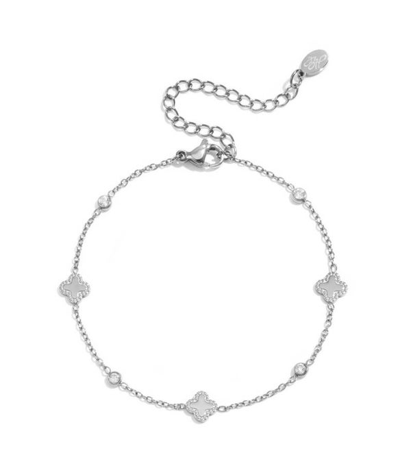 Armband klavertjes zilver