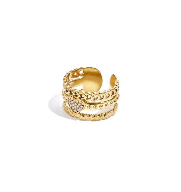 Ring hart dubbel goud