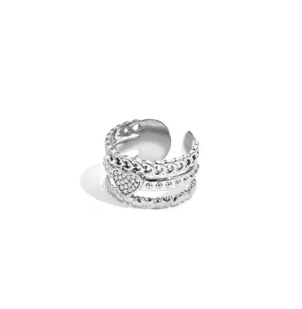 Ring hart dubbel zilver