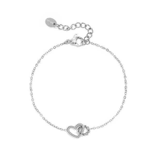Armband verbonden hart zilver