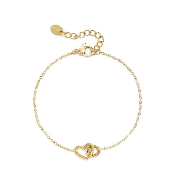 Armband verbonden hart goud