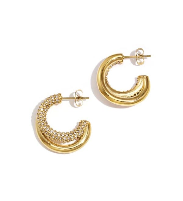 Oorbellen ringvorm diamandjes goud