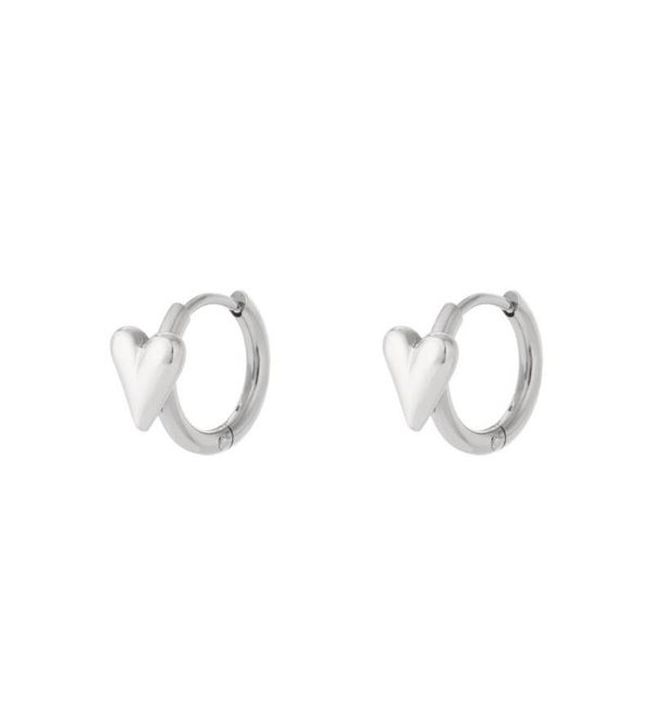Oorbellen hart icon ringetjes zilver