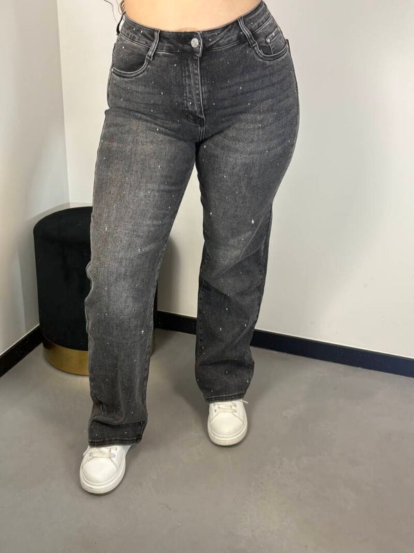 Jeans grijs diamandjes