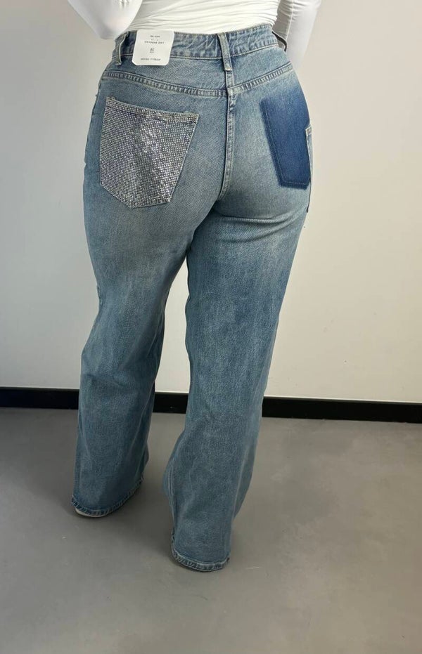 Jeans kontzak diamandjes