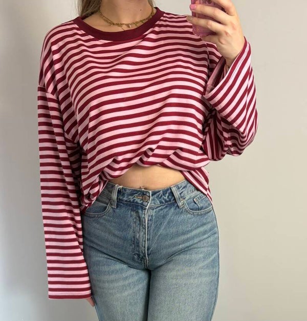 T-shirt long sleeve rood strepen