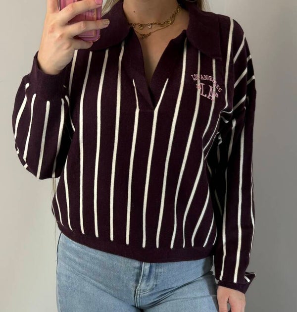 Trui polo la bordeaux