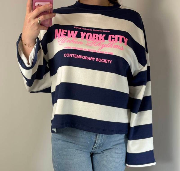 Long sleeve new york blauw