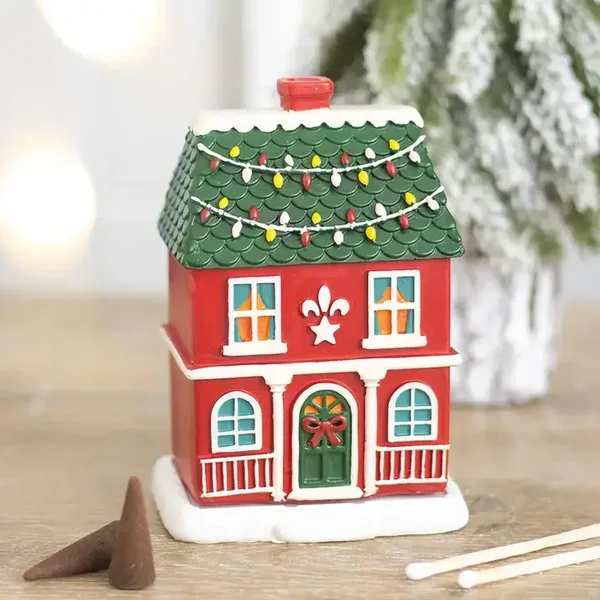 Brûleur de cône d'encens maison de Noël rouge