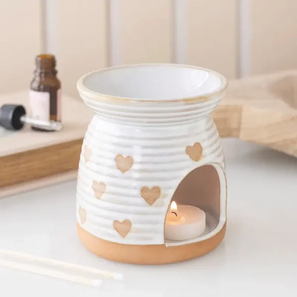 Brûle-parfum à motif cœur beige