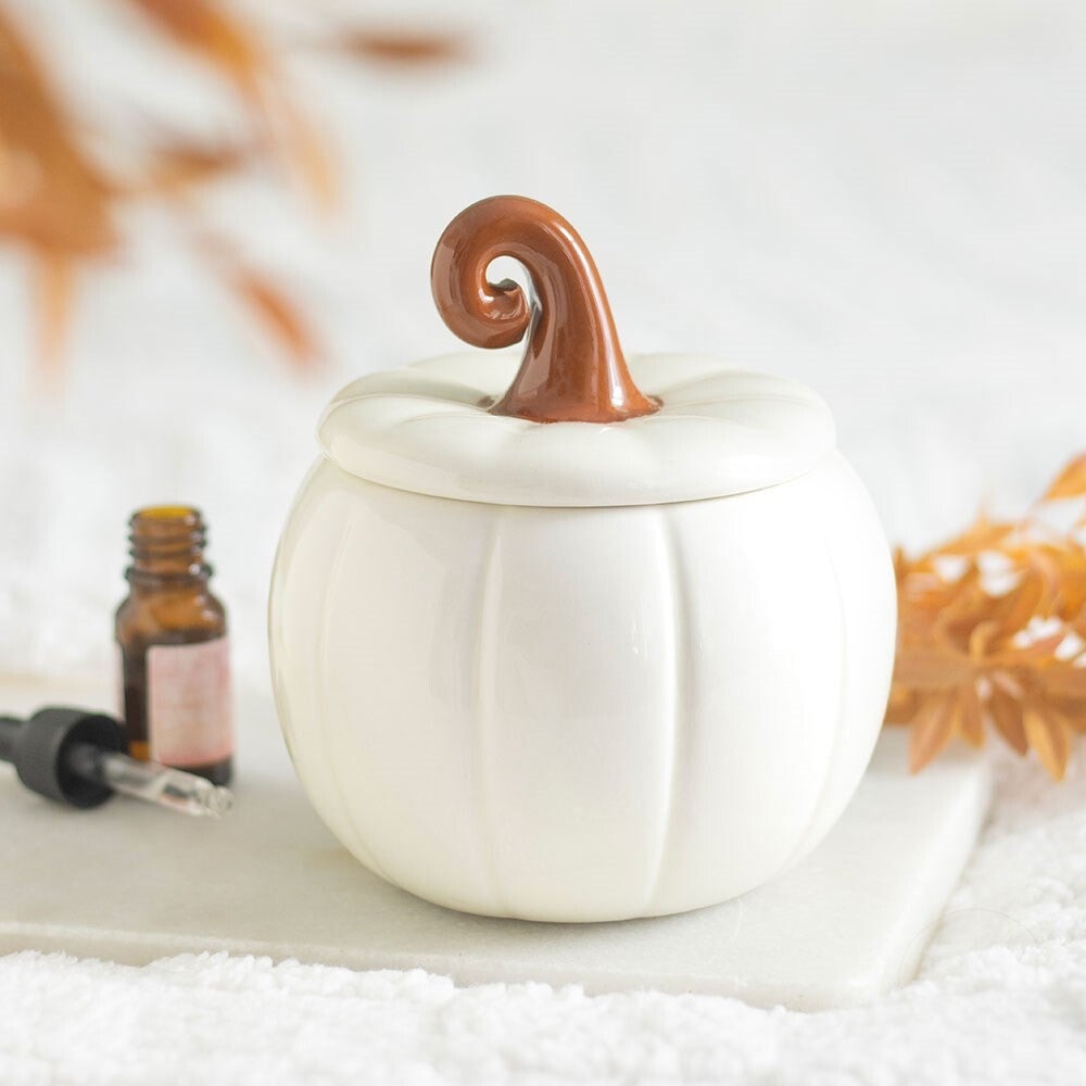 Brûle-parfum citrouille blanche bouclée d'automne