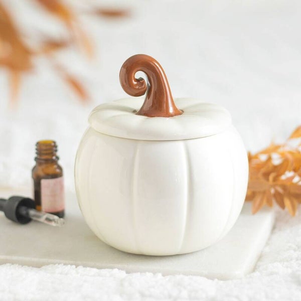 Brûle-parfum citrouille blanche bouclée d'automne