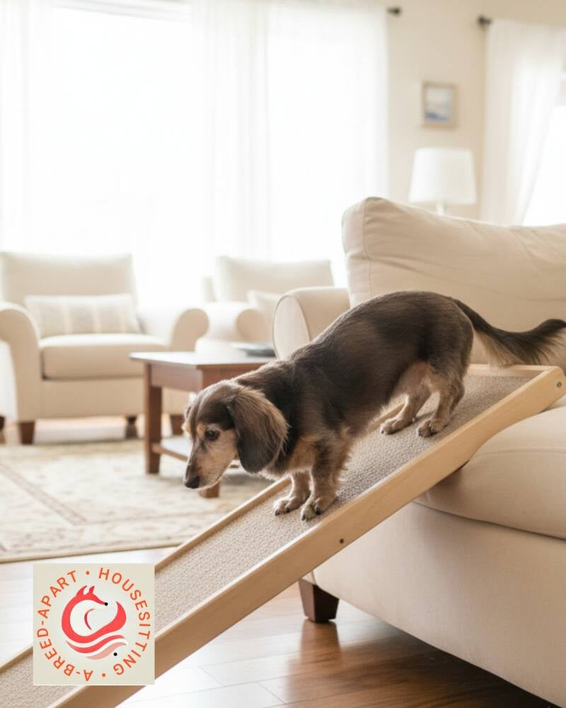 Dachshund furniture ramp Witney pet sitters near Burford