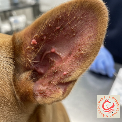 inflammed dog's ear due to allergies