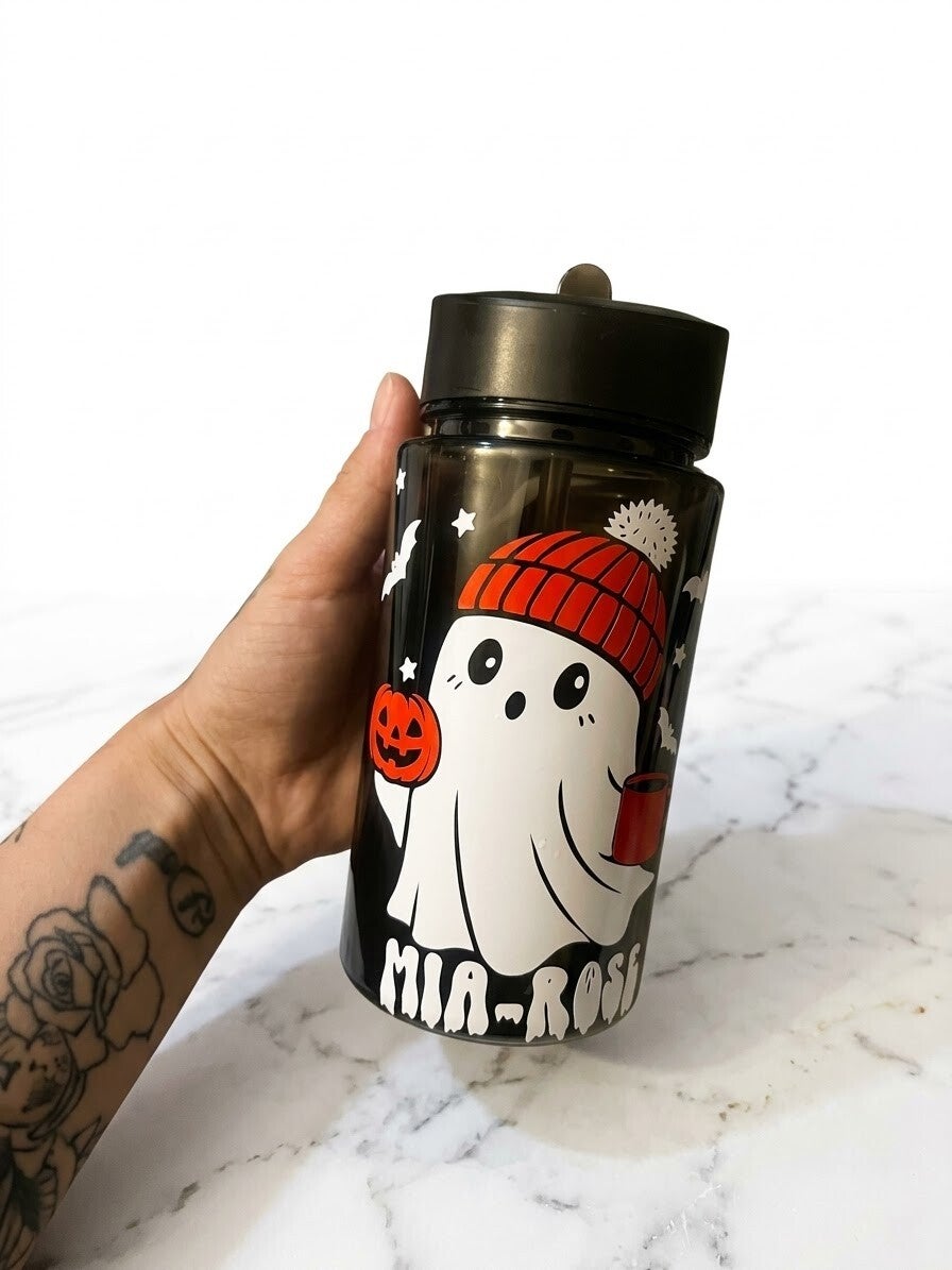 Kids Halloween Flip Straw Bottle