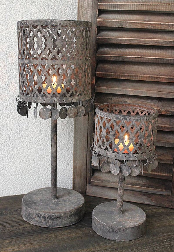 Rustieke Muntjes kandelaar - "Grey"