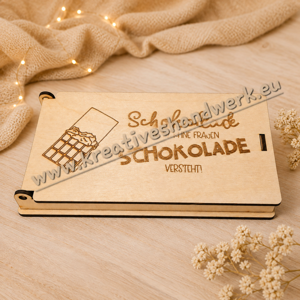 Schokoladenbox aus Holz für eine 100-g-Tafel