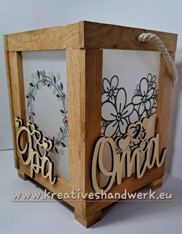 Laterne- personalisierbar (Oma&Opa) mit Trageschlaufe