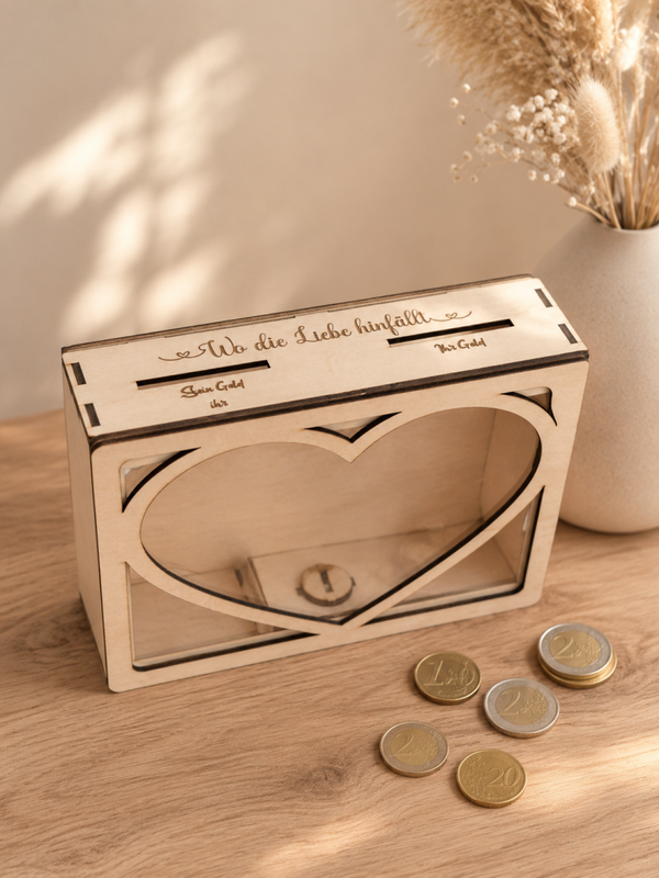 Spardose für Sie und Ihn, als Hochzeitsgeschenk; personalisierbar