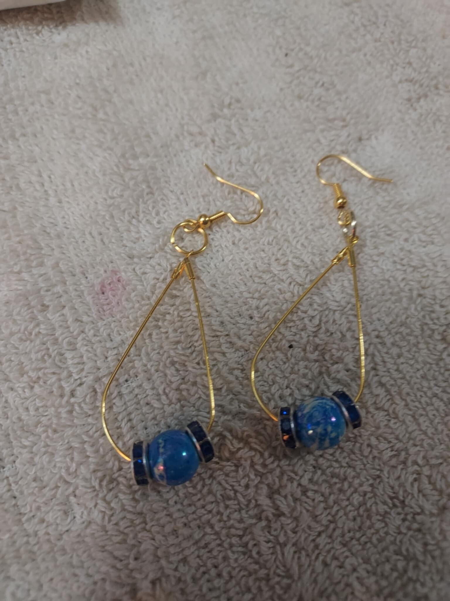 blue tear drops earrings