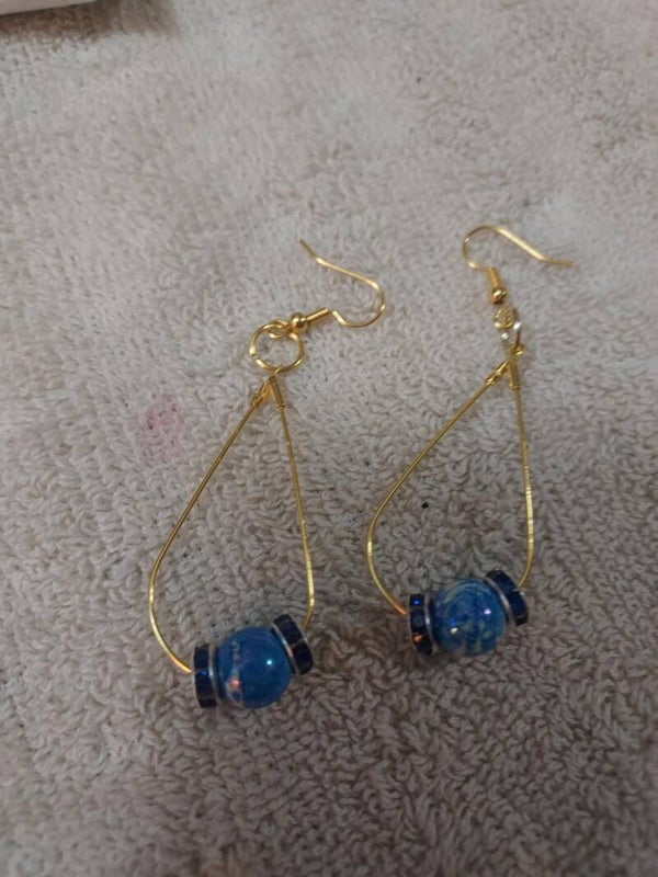 blue tear drops earrings