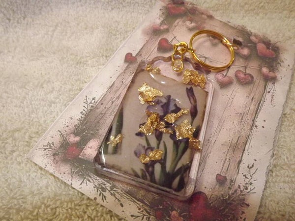 purple floral keychain