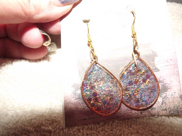 glitter curated teardrop earnings