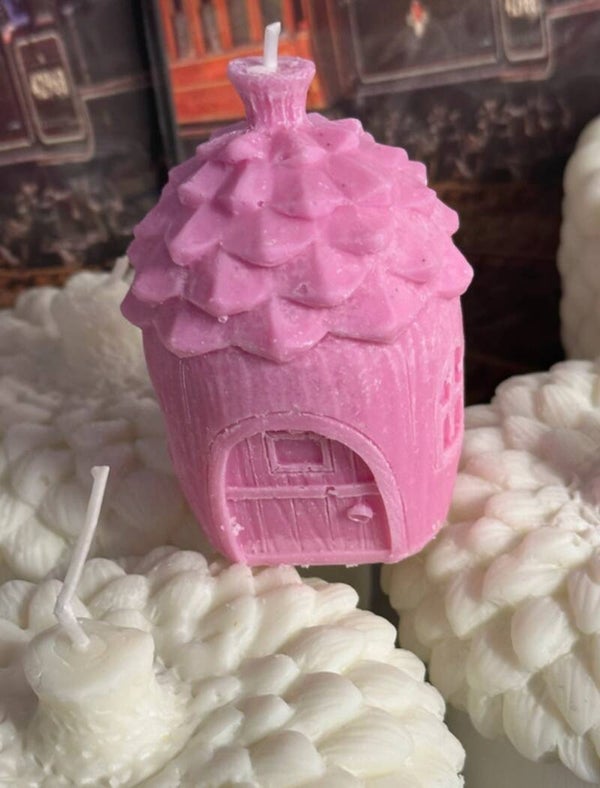 pink fir cone candle house