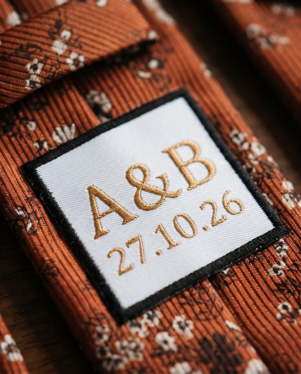Personalized iron-on tie patches