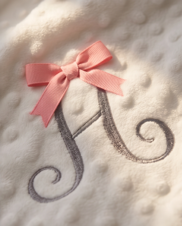 Baby initial embroidered blanket comes in a personalized gift box.
