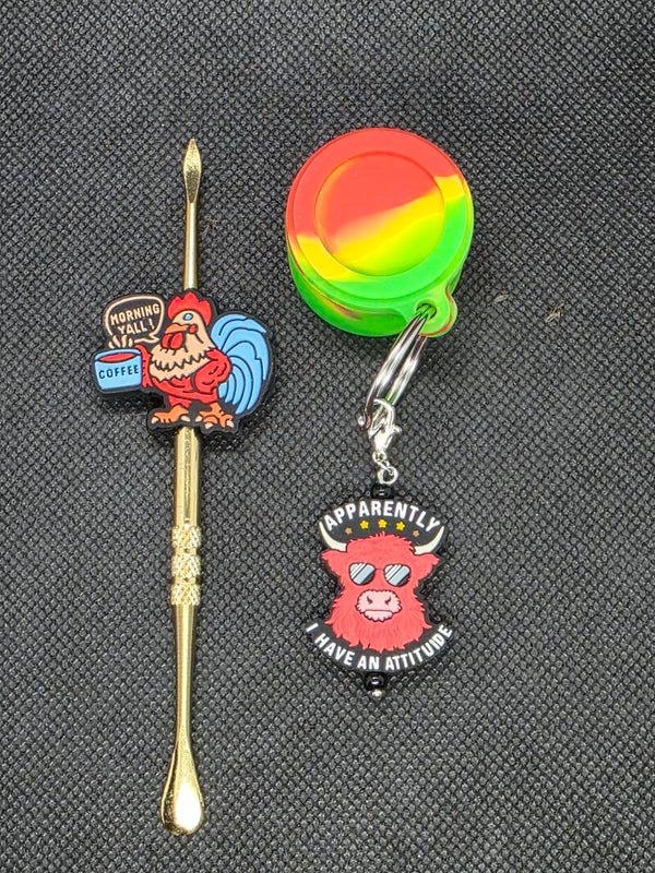 2PC bull and rooster tool and puck set
