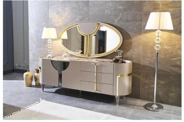 Elegant Modern Sideboard & Mirror Set