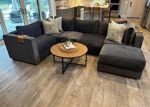 Modern Charcoal Gray L-Shaped Sectional Sofa with Chaise