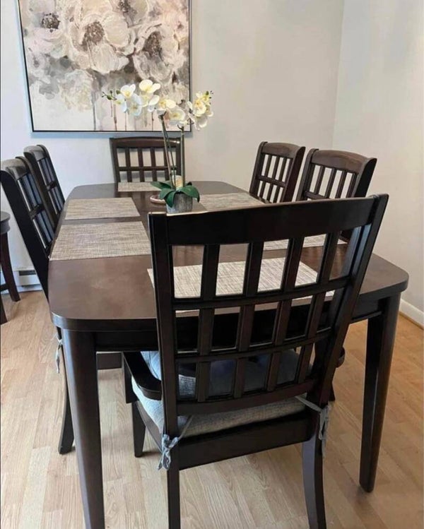 Dark Wood Dining Table with Matching Chairs