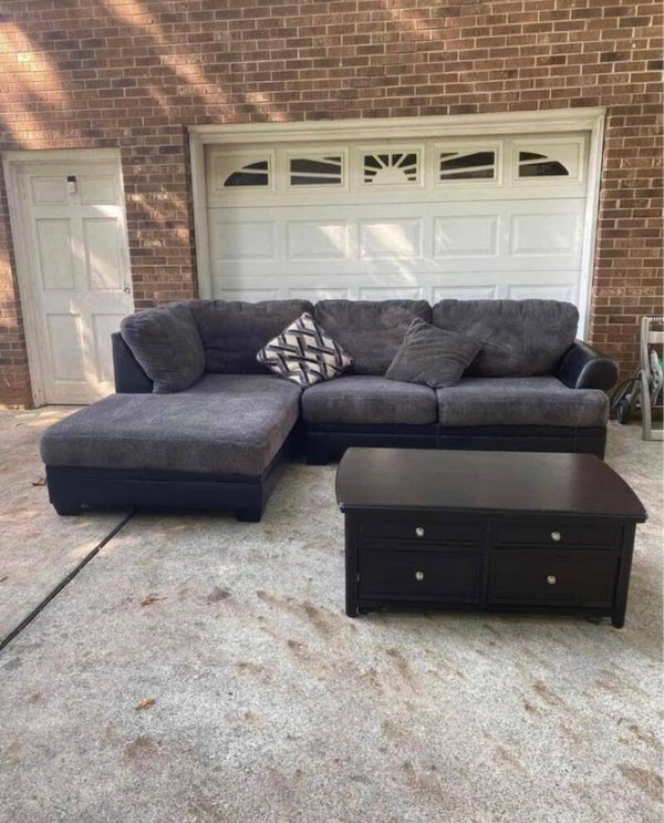 Gray L-Shaped Sectional Sofa with Chaise