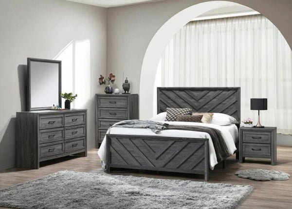 Modern Gray Wood Bedroom Set