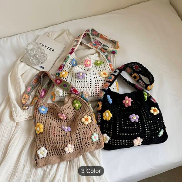 Boho Hollow Knit Shoulder Bag